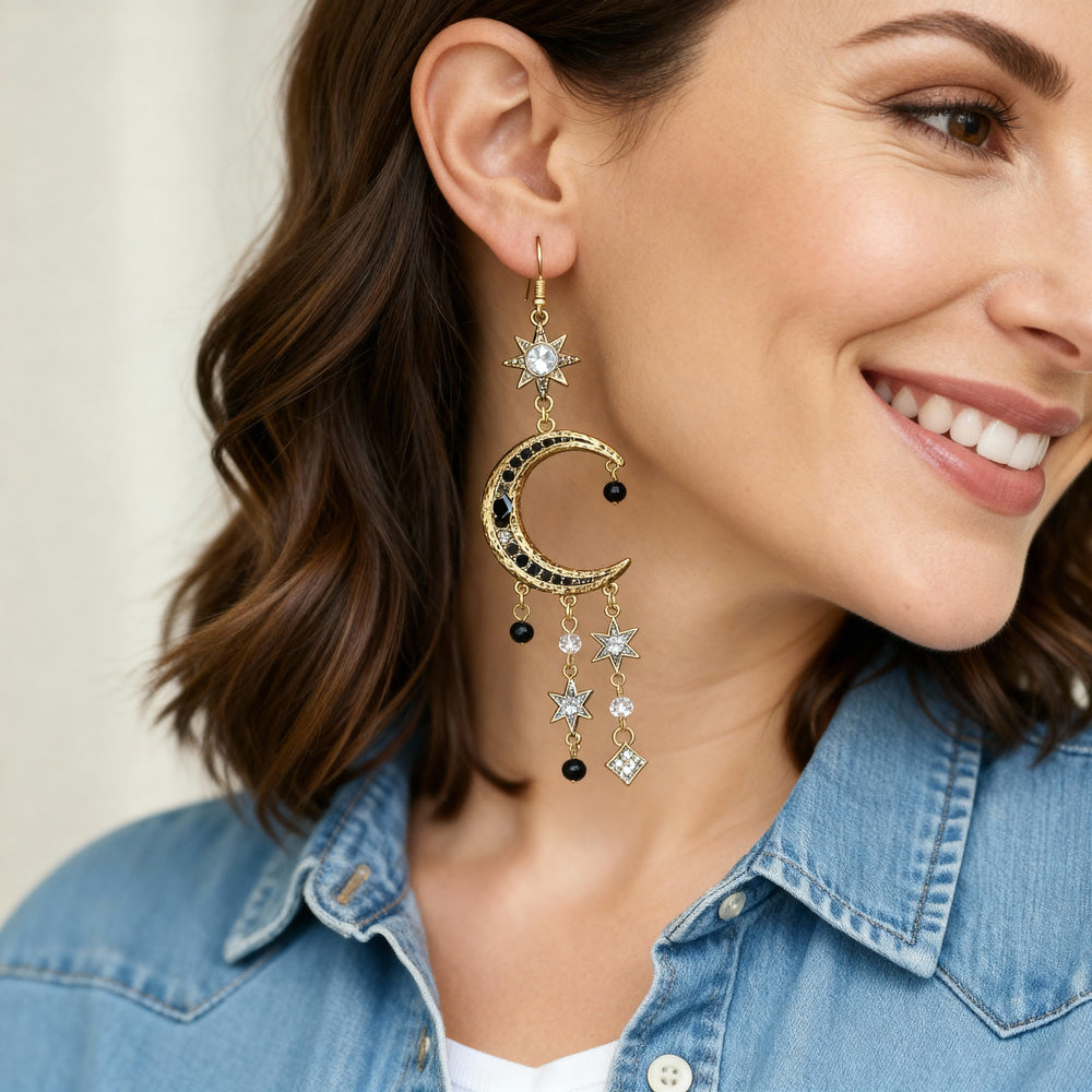 Vintage Dangling Sun & Moon Earrings